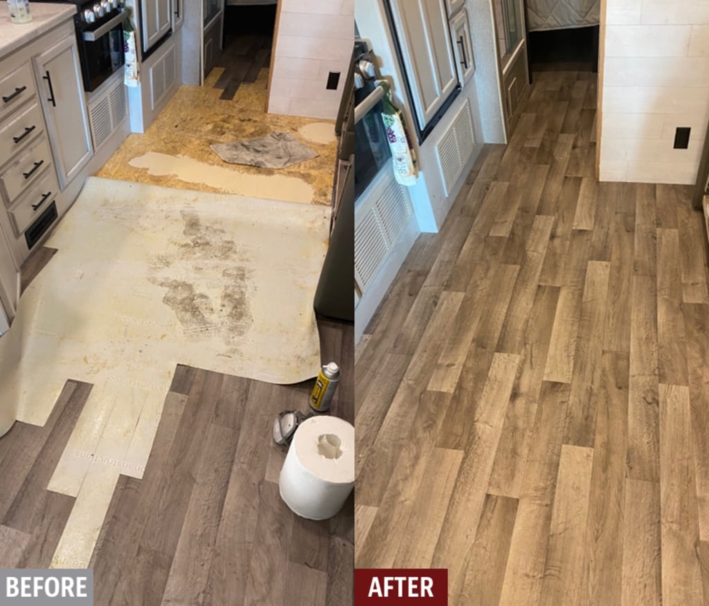 Floor Replacement before and after